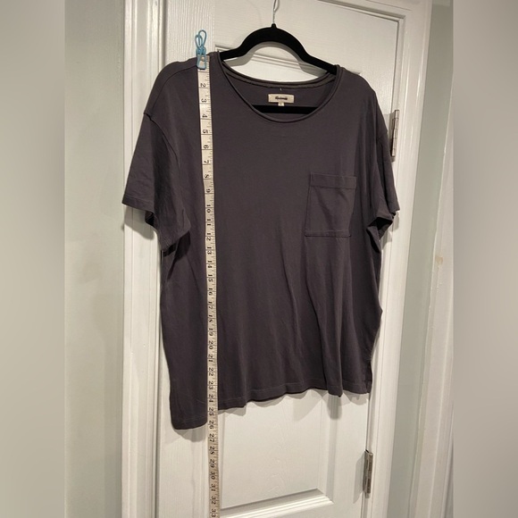 NWOT Madewell Size M Charcoal Gray Short Sleeve Crew Split Hem Pocket Tee Shirt - Picture 6 of 9